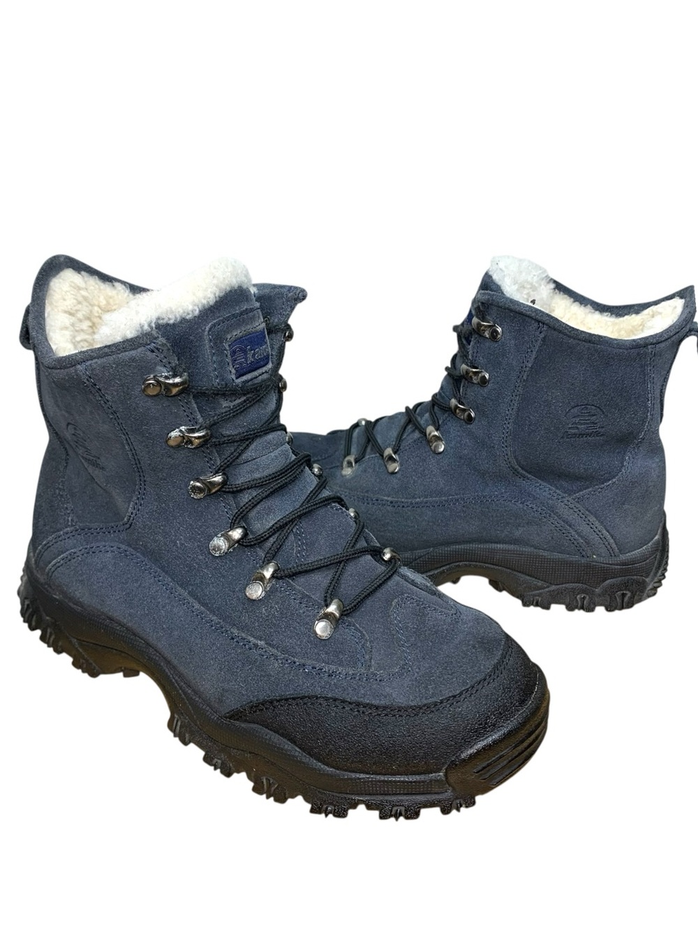 Kamik Suede Insulated Winter Boots Shearling Fleece Blue Gray Sz 6.5 Hiking Gorp